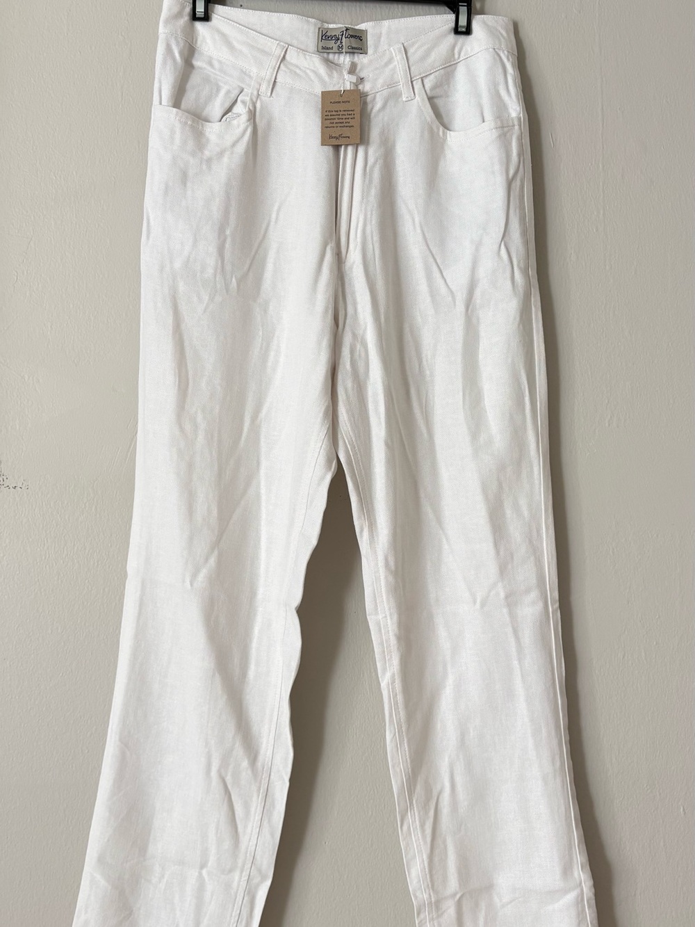 White Straight-Leg linenPants